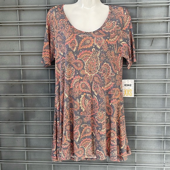 LulaRoe Muted Paisley Printed Jersey Perfect T High Low Top-#0342 - Picture 5 of 12